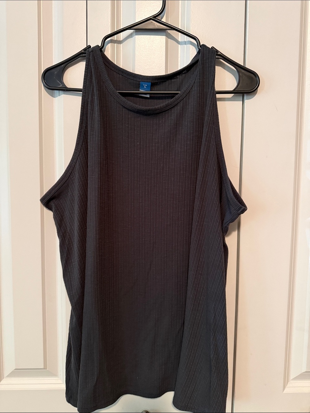 Old Navy Black Ribbed Tank Top - High Crew Neck